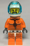 LEGO cty1063 Astronaut - Male, Orange Spacesuit with Dark Bluish Gray Lines, Trans Light Blue Large Visor, Black Angular Beard