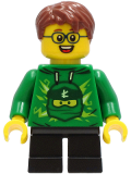 LEGO cty1233 Boy - Green Ninjago Hoodie, Black Short Legs, Reddish Brown Hair